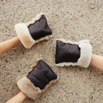 Milk, moon and toast sheepskin buggy mittens by BINIBAMBA