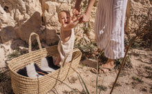 Load image into Gallery viewer, Stripe sheepskin liner in a Moses basket