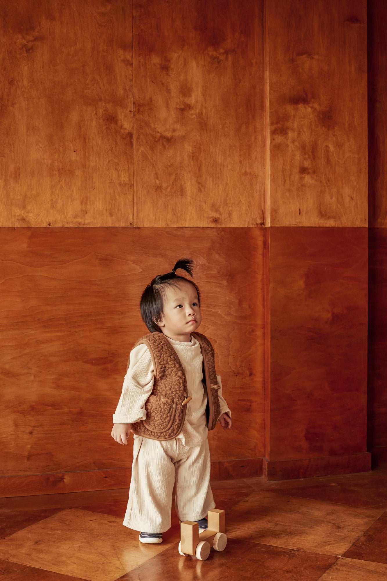 Bruno brown baby merino wool gilet for baby