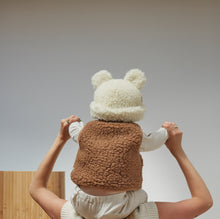Load image into Gallery viewer, Natural milk baby hat with teddy bear ears