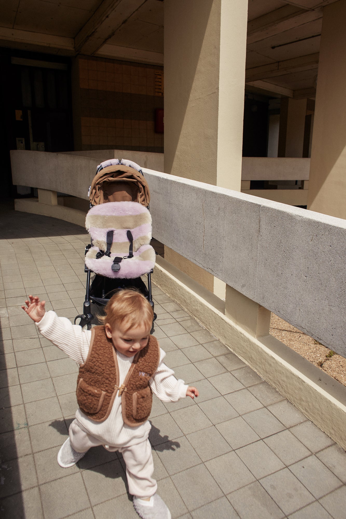 Sheepskin buggy liners for babies, universal fit for all pram and exclusivelty for Browns x Binibamba
