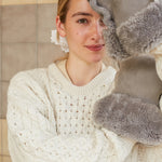 Grey sheepskin buggy mittens