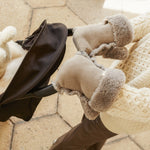 Sheepskin pram mittens by Binibamba in grey sheepskin