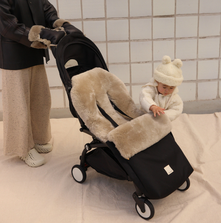 sheepskin footmuff uppababy BINIBAMBA Toast Merino Sheepskin Puffmuff
