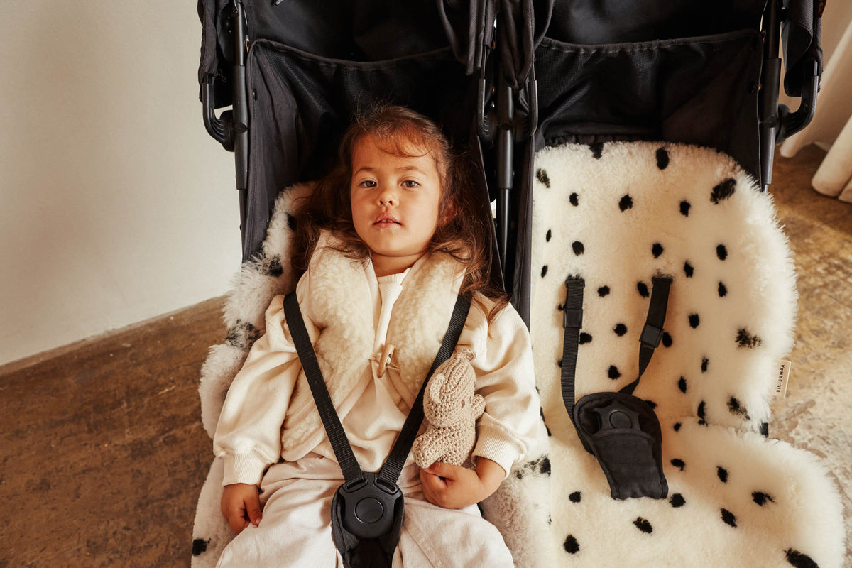 DALMATION SHEEPSKIN BUGGY LINERS – BINIBAMBA