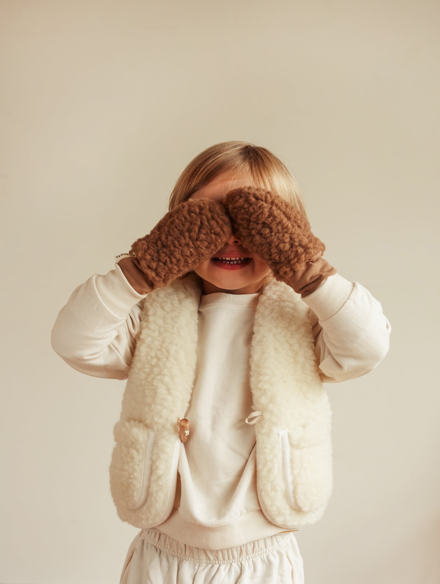 merino wool baby gilet and mittens for baby