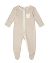 Load image into Gallery viewer, MORI CLEVER ZIP SLEEPSUIT OATMEAL STRIPE