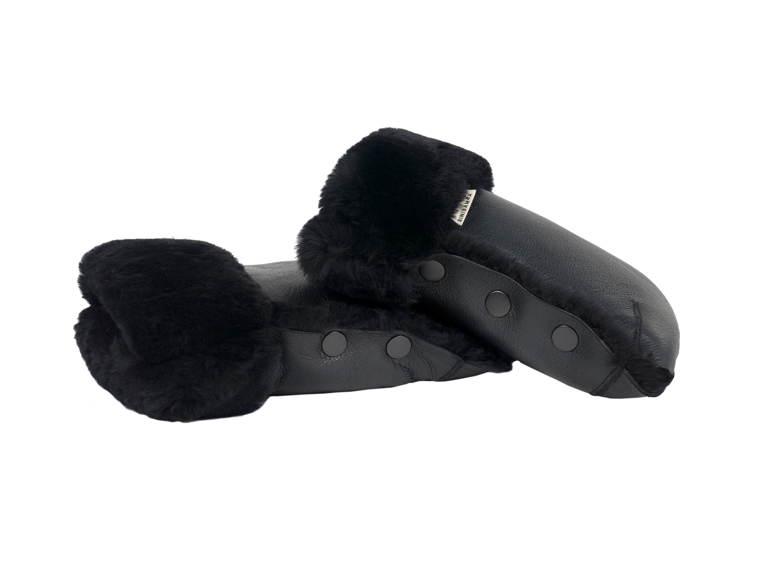 BINIBAMBA Black Sheepskin Buggy Mittens