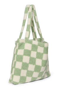 NEW! STUDIO NOOS X BINI PISTACHIO CHEQUERBOARD TEDDY MOM BAG