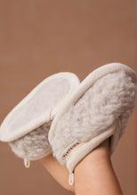 Load image into Gallery viewer, Sheepskin baby slippers made from merino wool with leather soles and suitable for babies