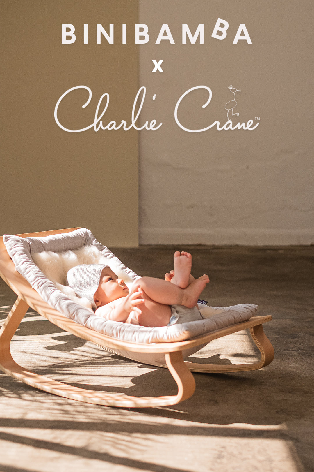 Milk Levo Charlie Crane Rocker Sheepskin Liner by BINIBAMBA 