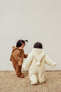 Soft Merino Wool Fleece Snugglesuit - Grey Melange - 0m-2y