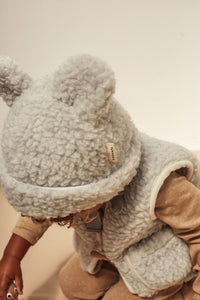 Teddy bear hat by Binibamba in cloud grey wool