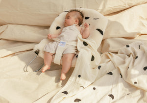 Limited edition confetti print sheepskin buggy liner by Binibamba and little beacon