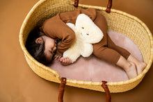 Load image into Gallery viewer, Binibear teddy bear with a little girl lying in a Moses basket