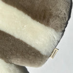 STRIPE BROWN AND WHITE SHEEPSKIN PRAM LINER