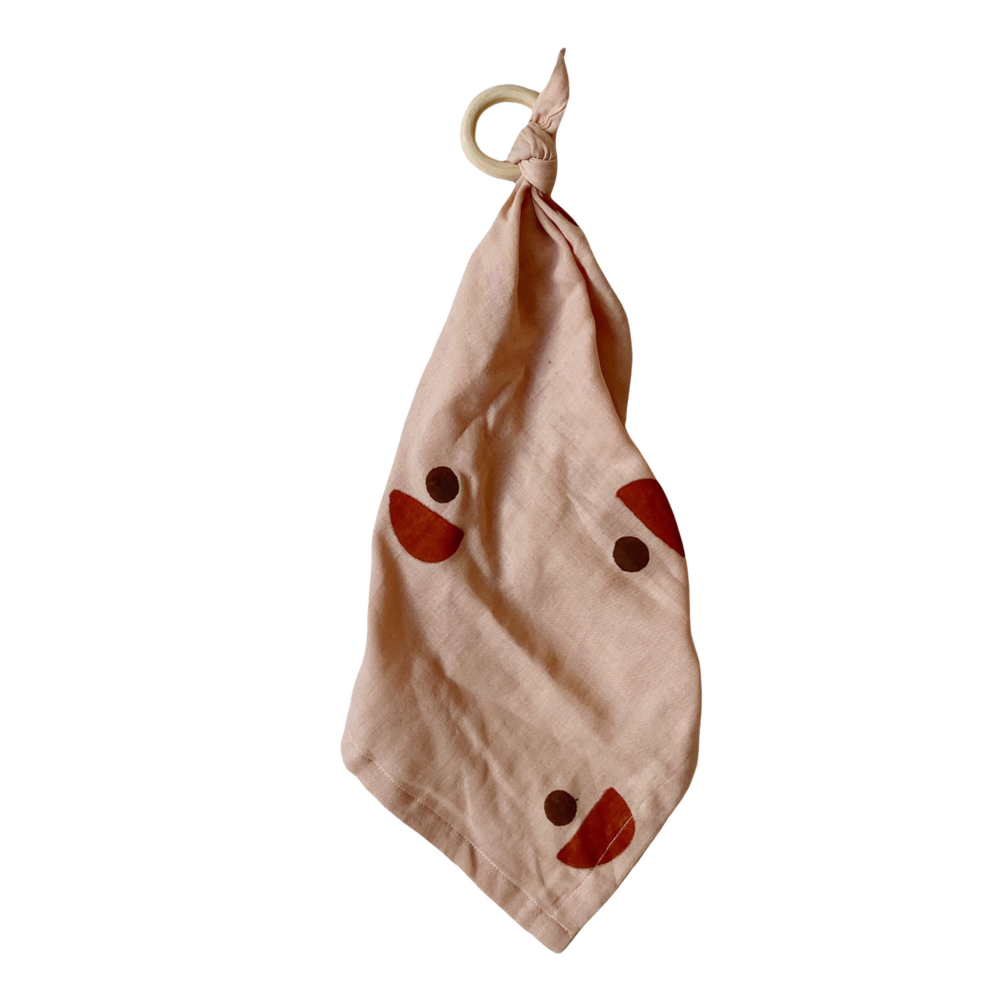 Muslin Baby comforter baby gift with wooden ring